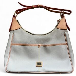 Dooney & Bourke Elephant Grey Shoulder Hobo with Tan Trim
